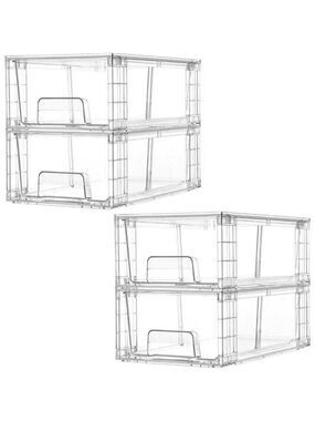 Clear Stackable Storage Drawers Acrylic Bins for Bathroom Kitchen Pantry Home